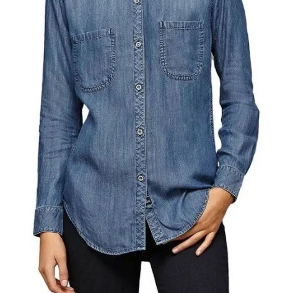 Rails chambray lyocell blend carter dark vintage wash button down size large